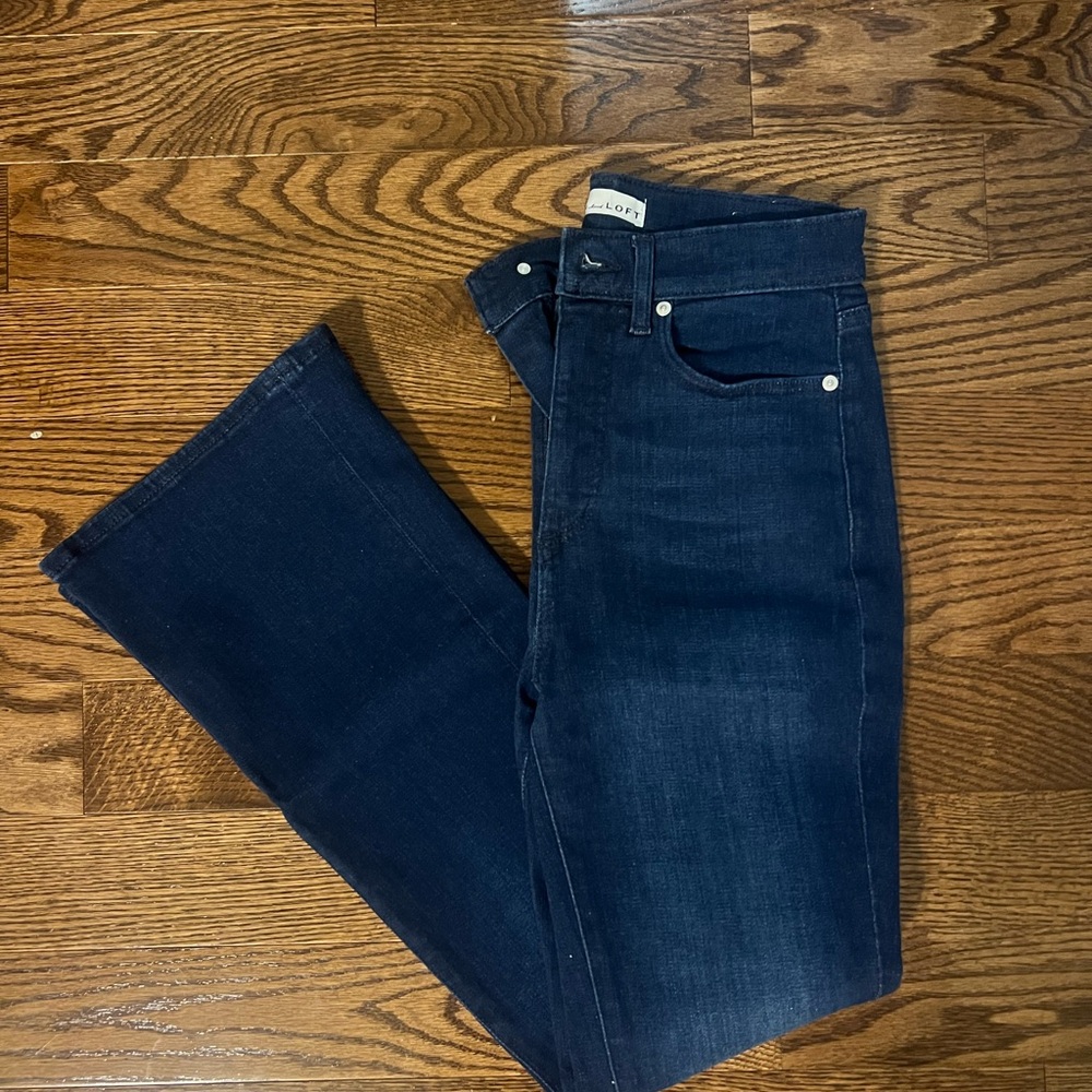 Loft dark wash flare jeans 4 petite